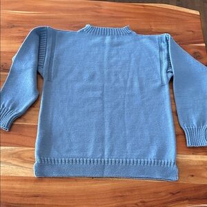 Guernsey Woolens Blue Kitted 💯 % wool sweater Made n Guernsey British Isle Md/Lg